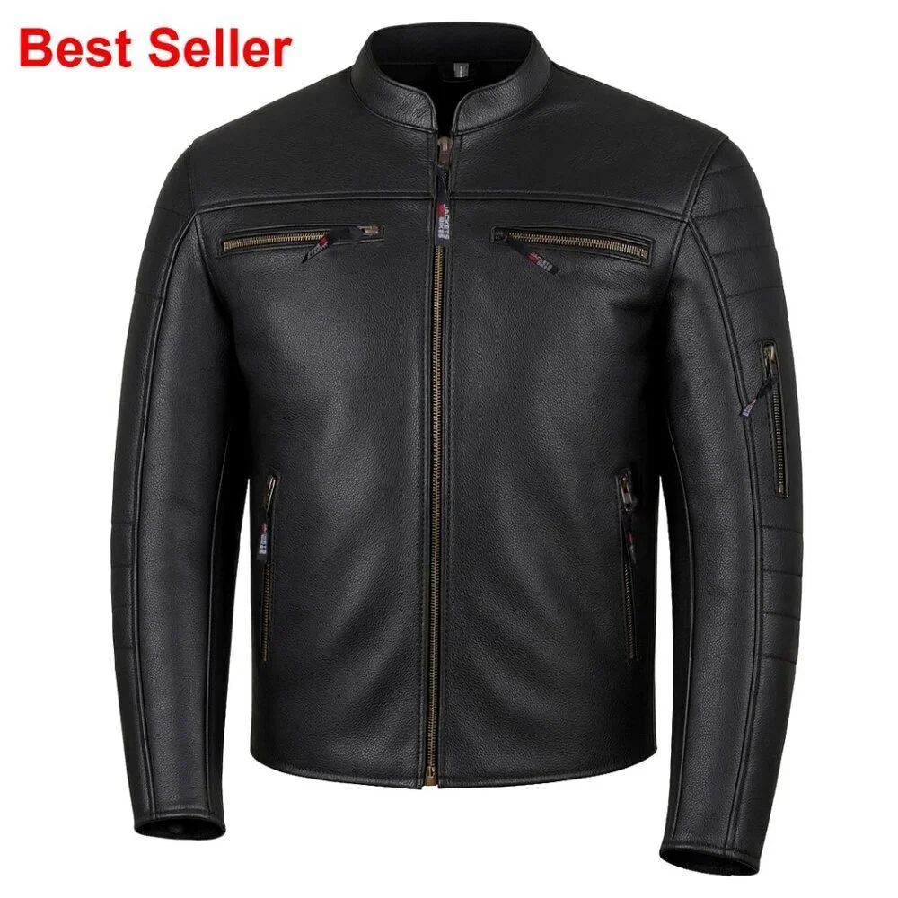 Motorcycle Jacket Natural Buffalo Leather CE Armor Ventilation